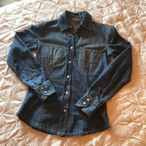 Women’s Cut Denim Pearl Snap Shirt